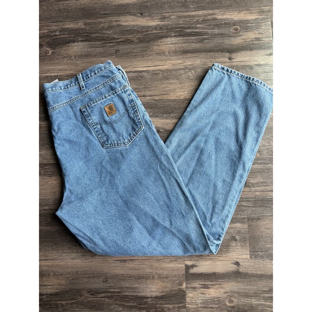 Carhartt B17 STW Jeans Mens 44x34 Light Wash Relaxed Fit Straight Leg Workwear